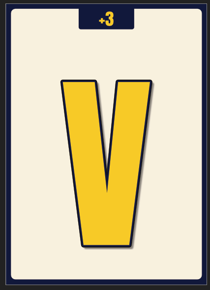 V letter card worth three points